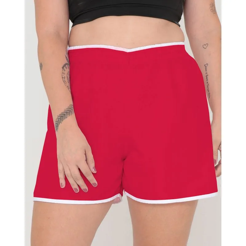 Short Praia Plus Size Liso Vermelho Claro G2