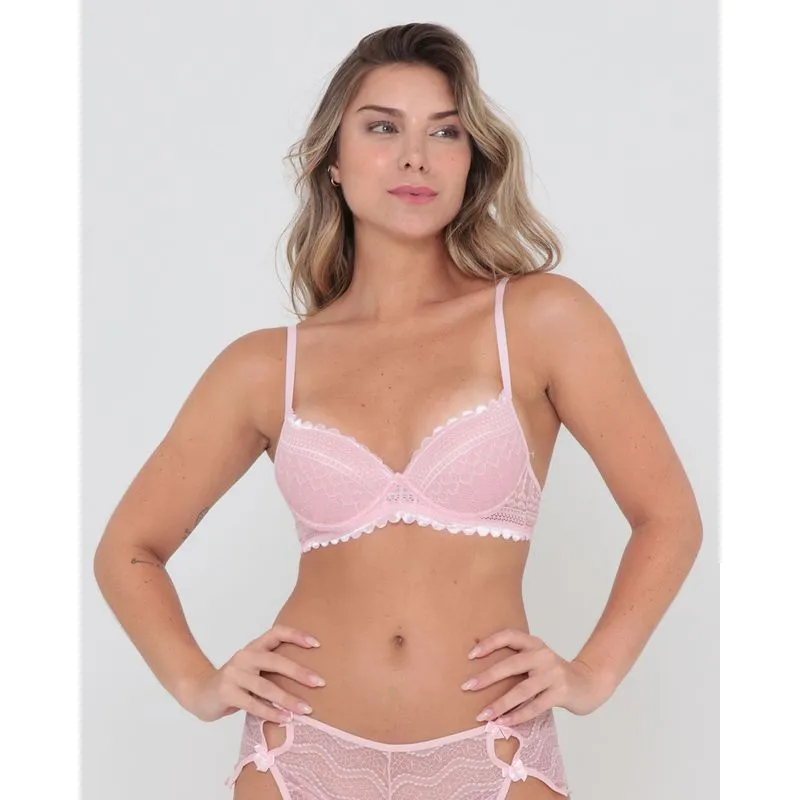 Sutiã Com Base Renda Rosa Claro G