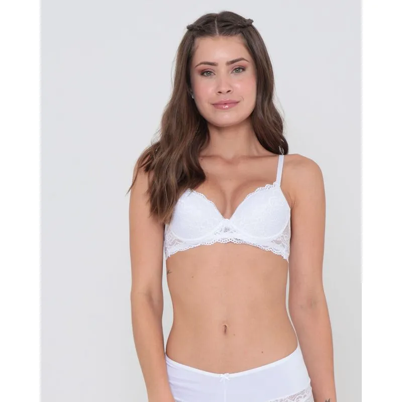 Sutiã Base Avulso Com Bojo Rendado Branco GG
