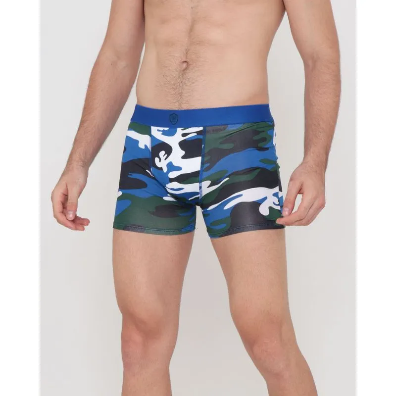 Cueca Boxer Malha Estampada Azul Escuro G