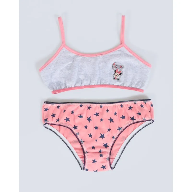 Conjunto Infantil Calcinha e Sutiã Estampa Minnie Disney Cinza Claro 10