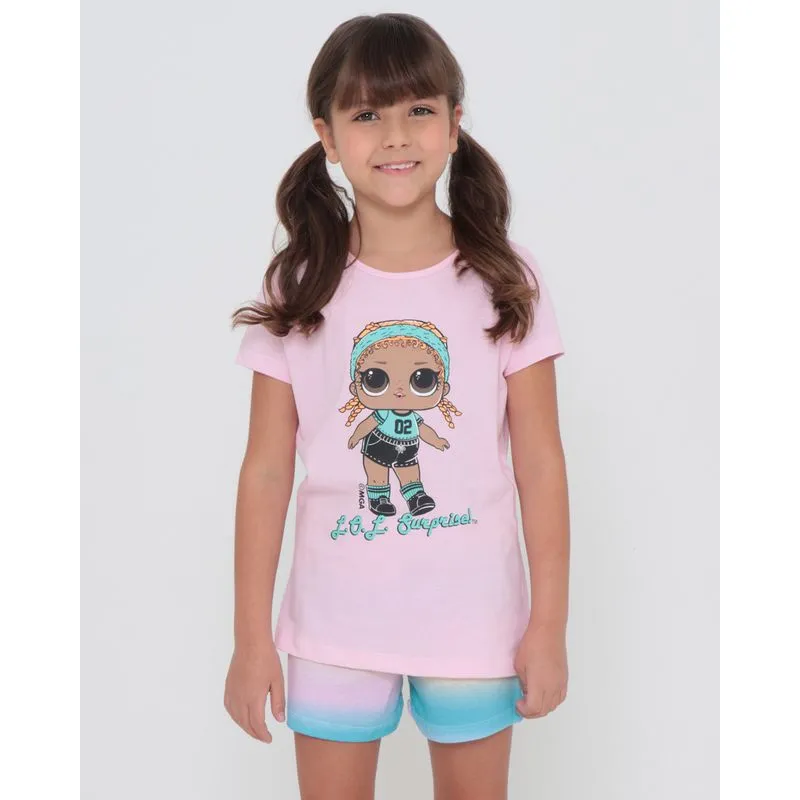 Pijama Infantil Manga Curta LOL Surprise Rosa Claro 6