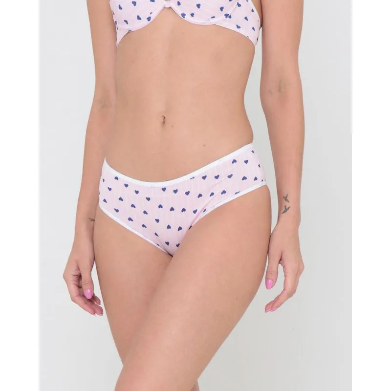 Calcinha Biquíni Avulsa Estampada Corações Rosa Claro GG