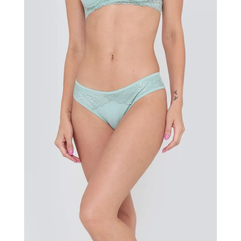 Calcinha Feminina Biquíni Detalhe Renda Verde Menta M