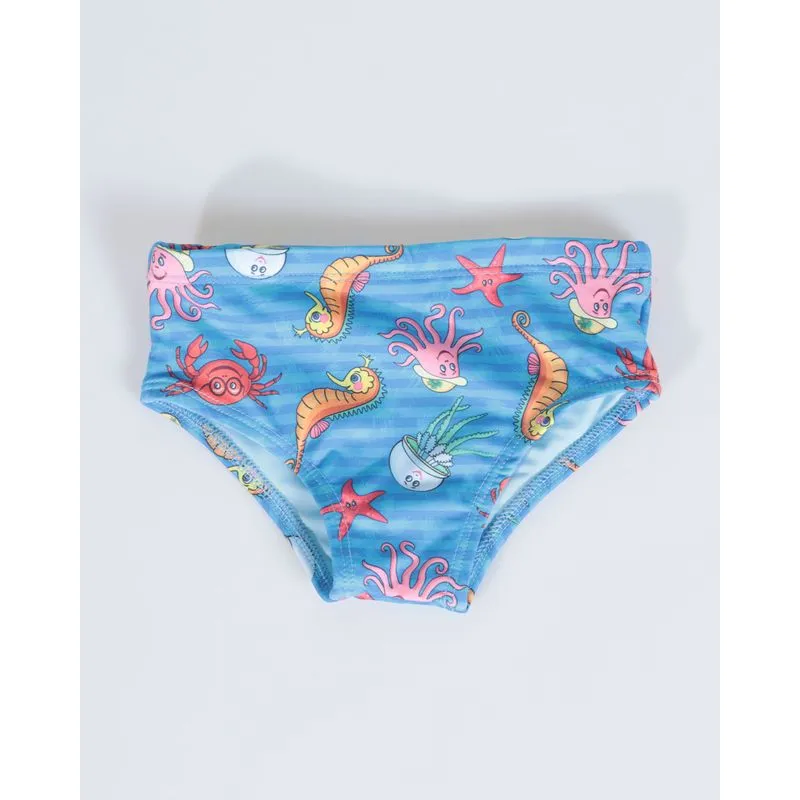 Sunga Infantil Slip Estampa Fundo Do Mar Azul 3