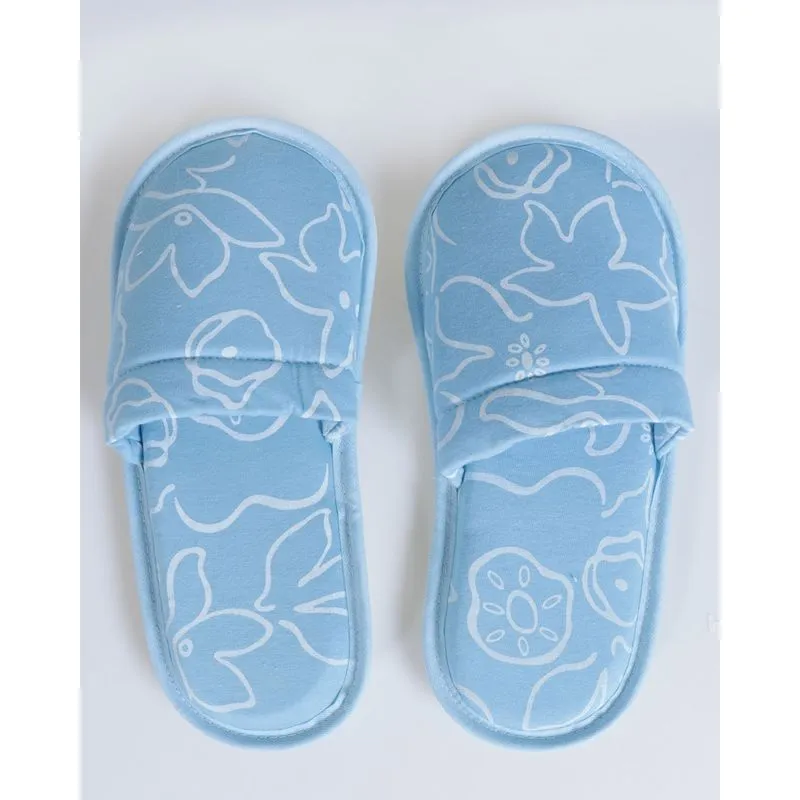 Pantufa Feminina Estampa Fundo do Mar Azul Claro G
