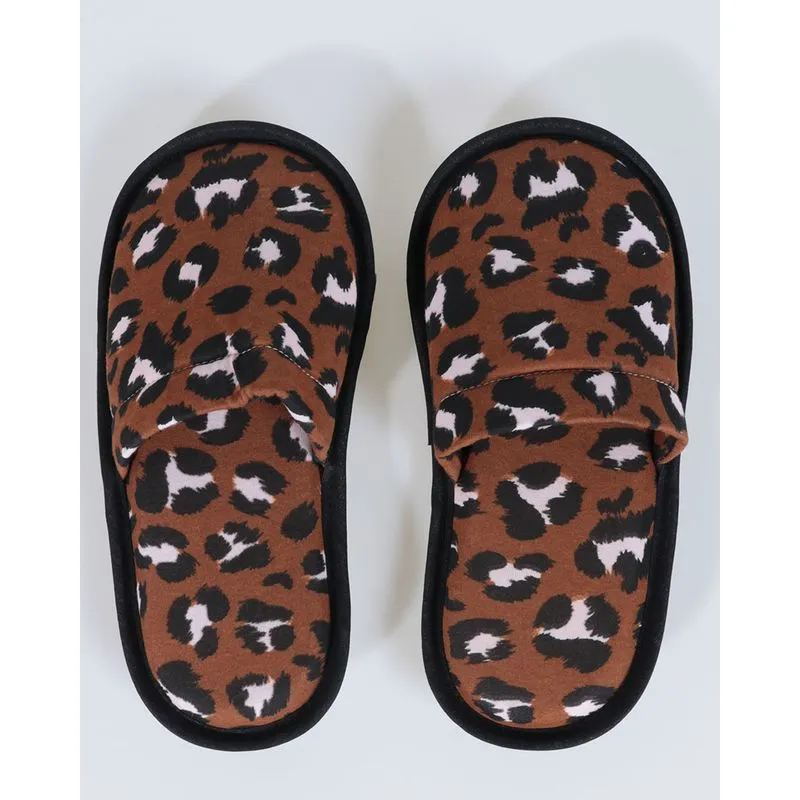 Pantufa Feminina Estampa Animal Print Marrom P