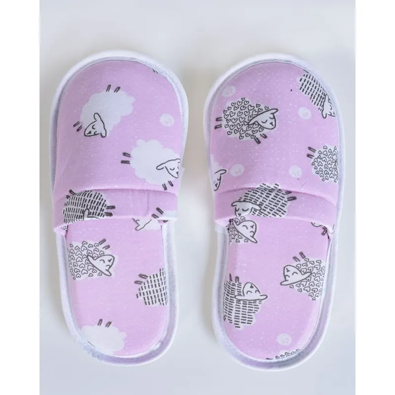 Pantufa Feminina Estampa Ovelhas Rosa Claro P
