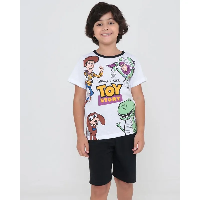 Pijama Infantil Manga Curta Toy Story Disney Branco 8