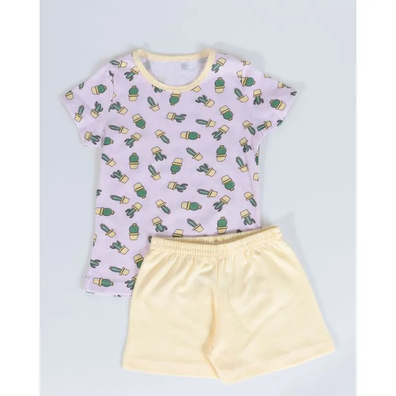 Pijama Bebê Estampa Cactos Rosa Claro 1