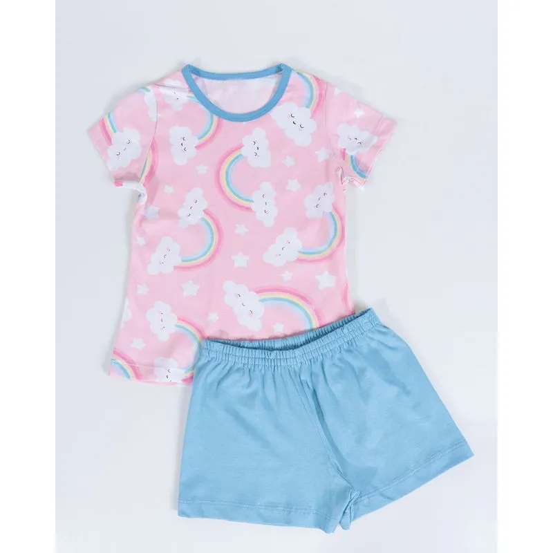 Pijama Bebê Estampa Arco-Íris Rosa 1
