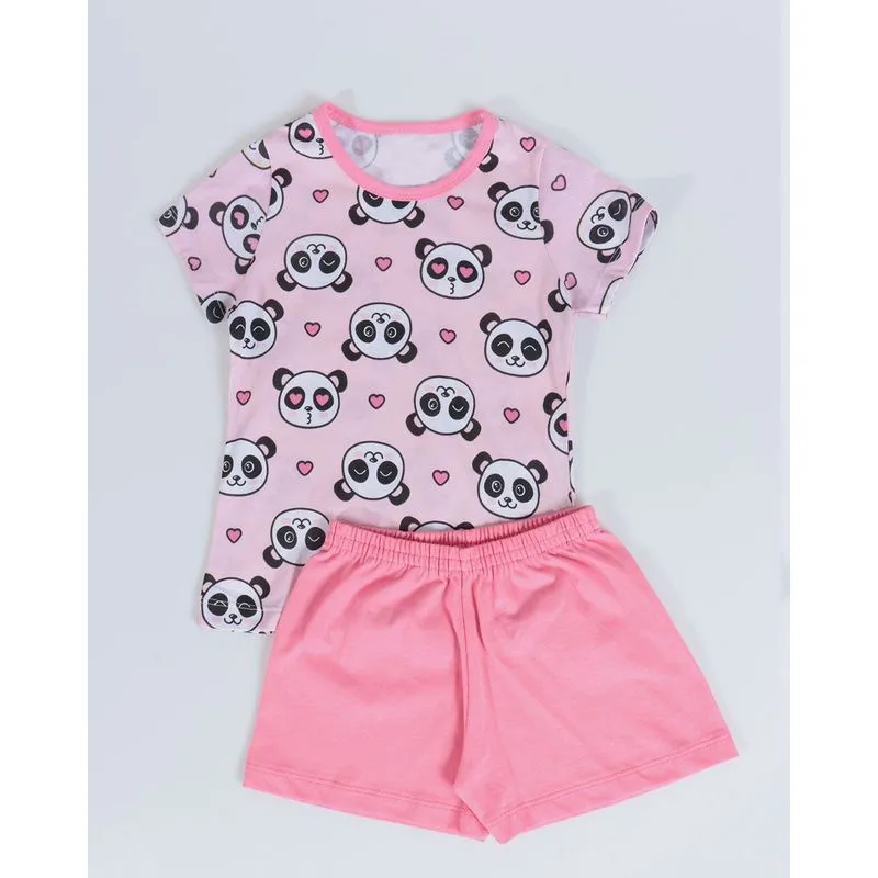 Pijama Bebê Estampa Panda Rosa 1