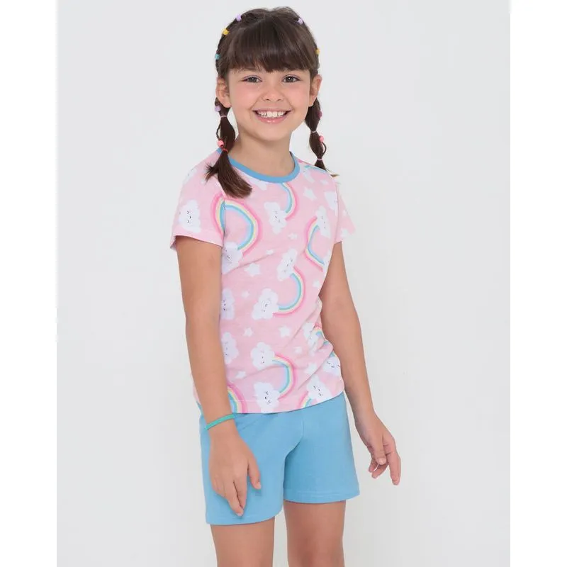Pijama Infantil Estampa Arco - Íris Rosa Claro 4