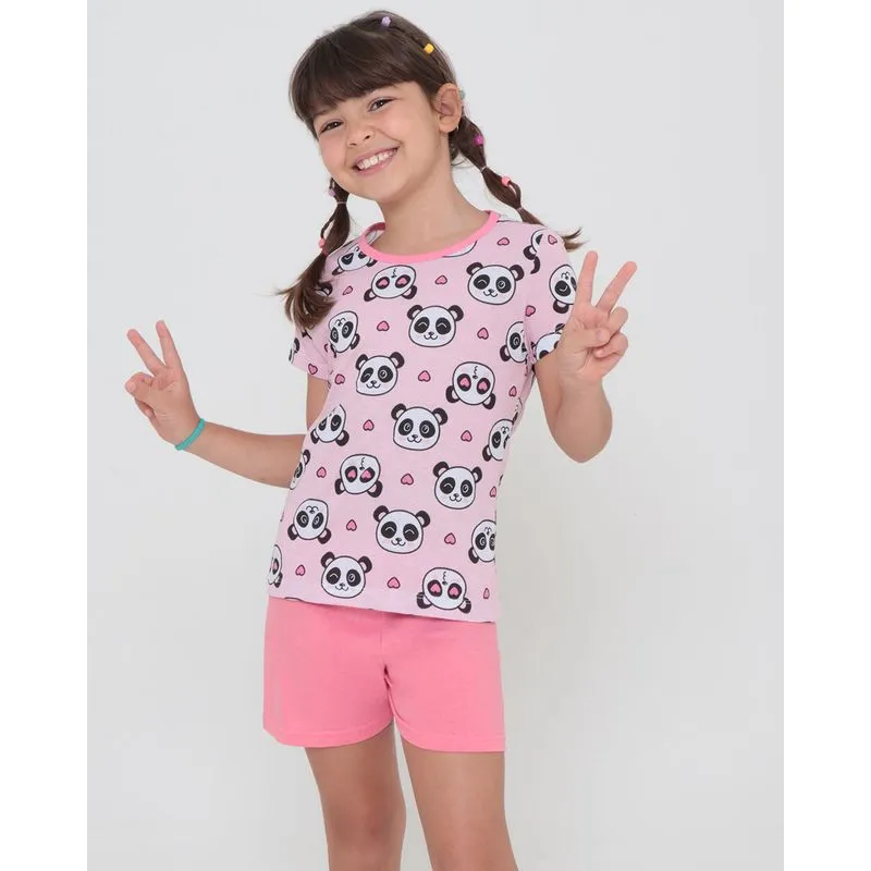 Pijama Infantil Estampa Panda Rosa 8