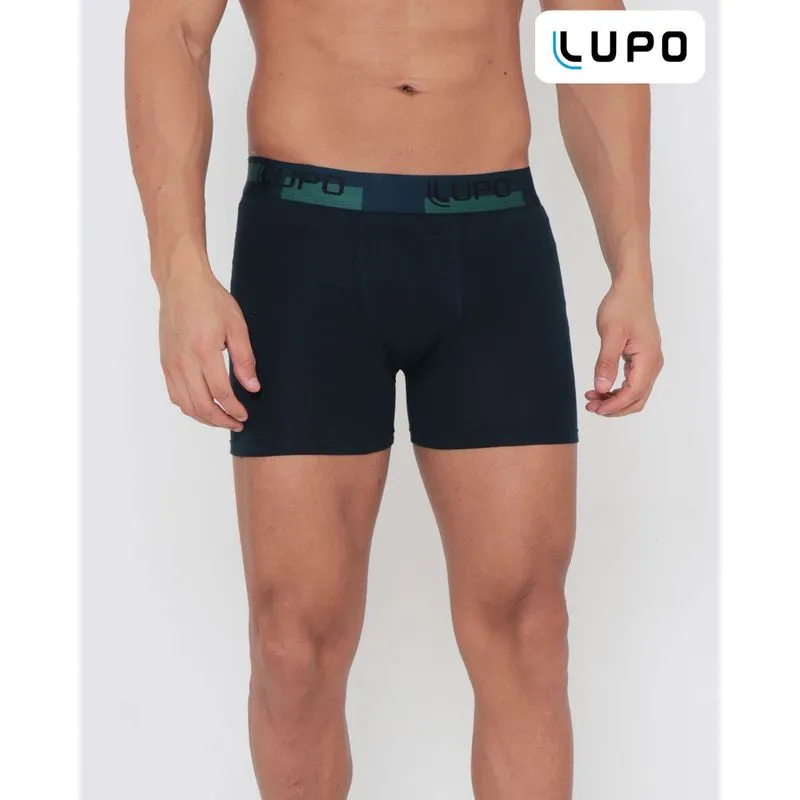 Cueca Boxer Algodão Estampada Lupo Azul Marinho P