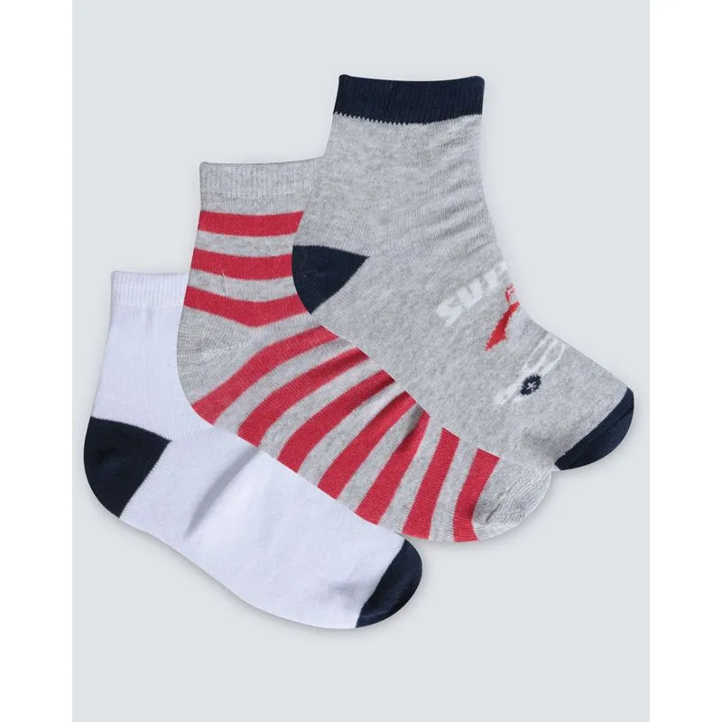 Kit de Meia Infantil 3 Pares Carro Cinza Branca Listrada 30 A 33