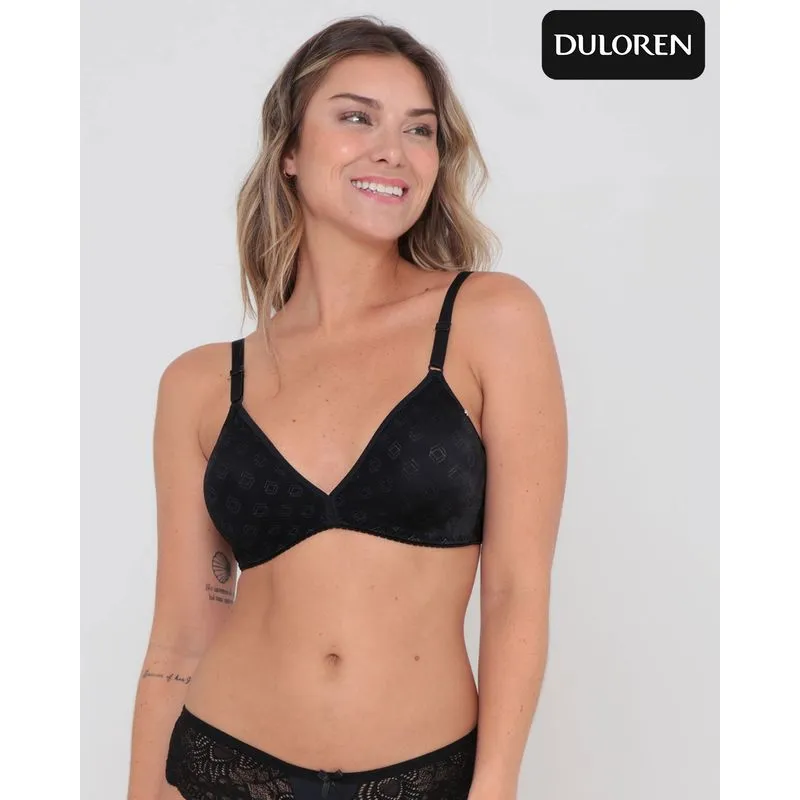 Sutiã Sem Bojo Base Detalhe Bordado Duloren Preto G