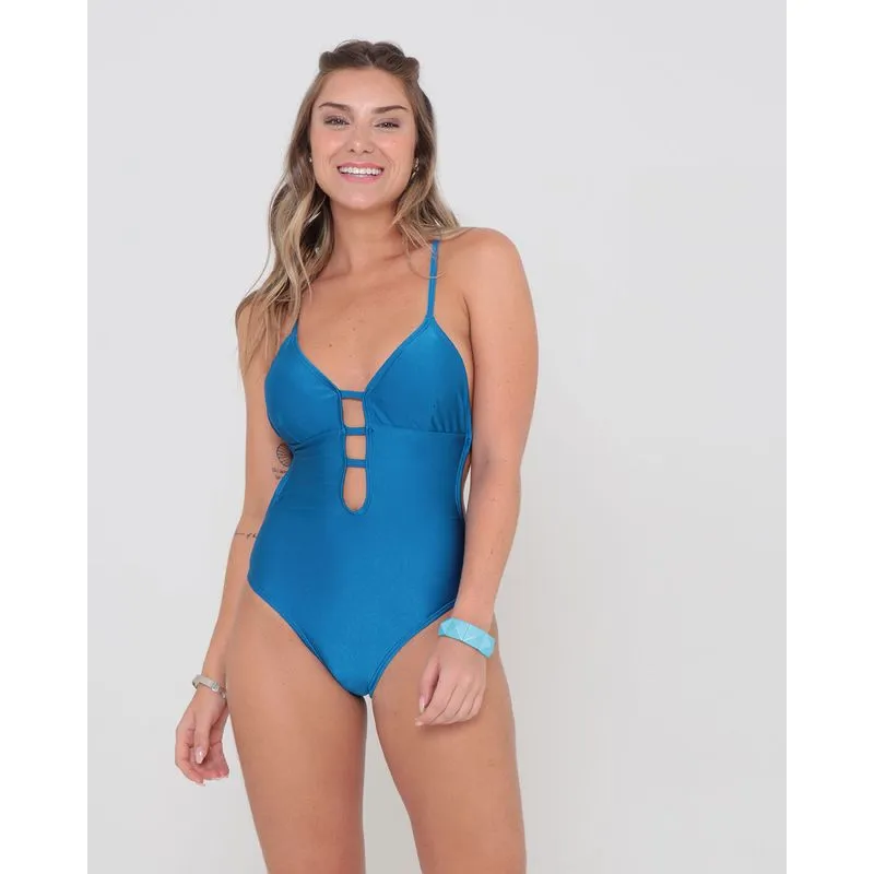Maiô Com Bojo Decote Cavado Azul M