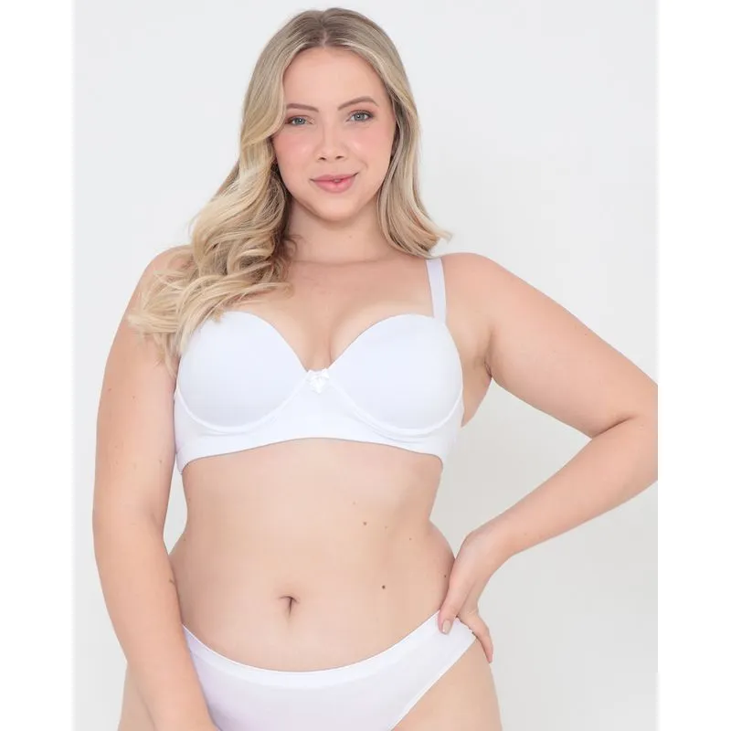 Sutiã Base Com Bojo Plus Size Liso Branco 50