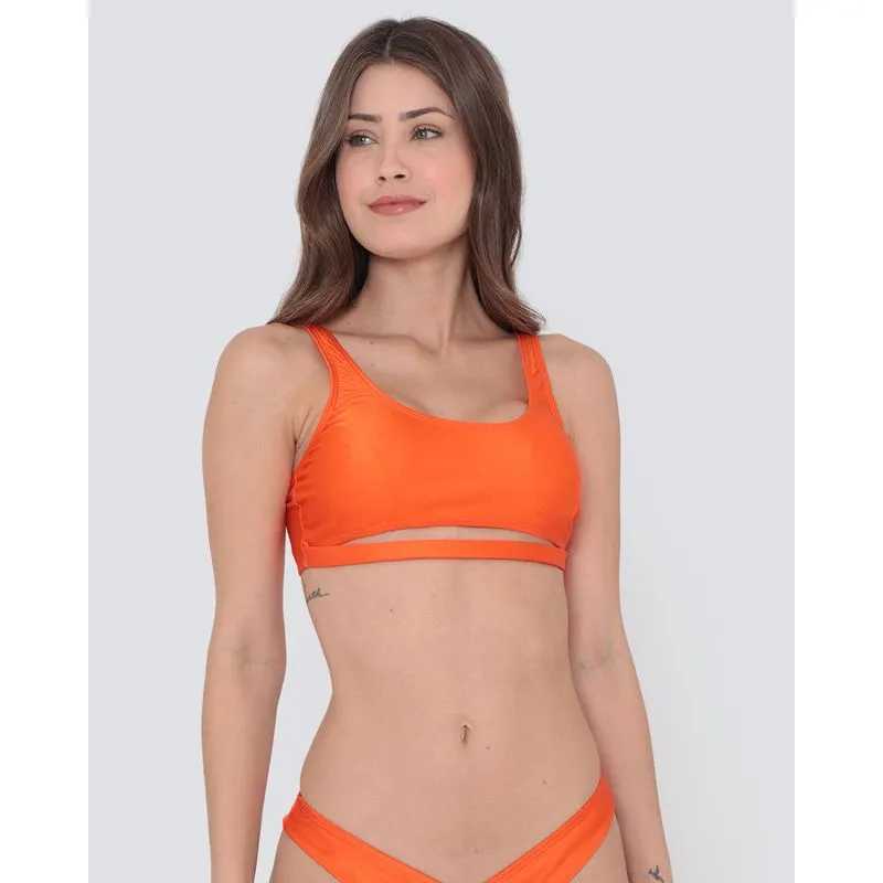 Biquíni Avulso Top Com Bojo Liso Laranja M