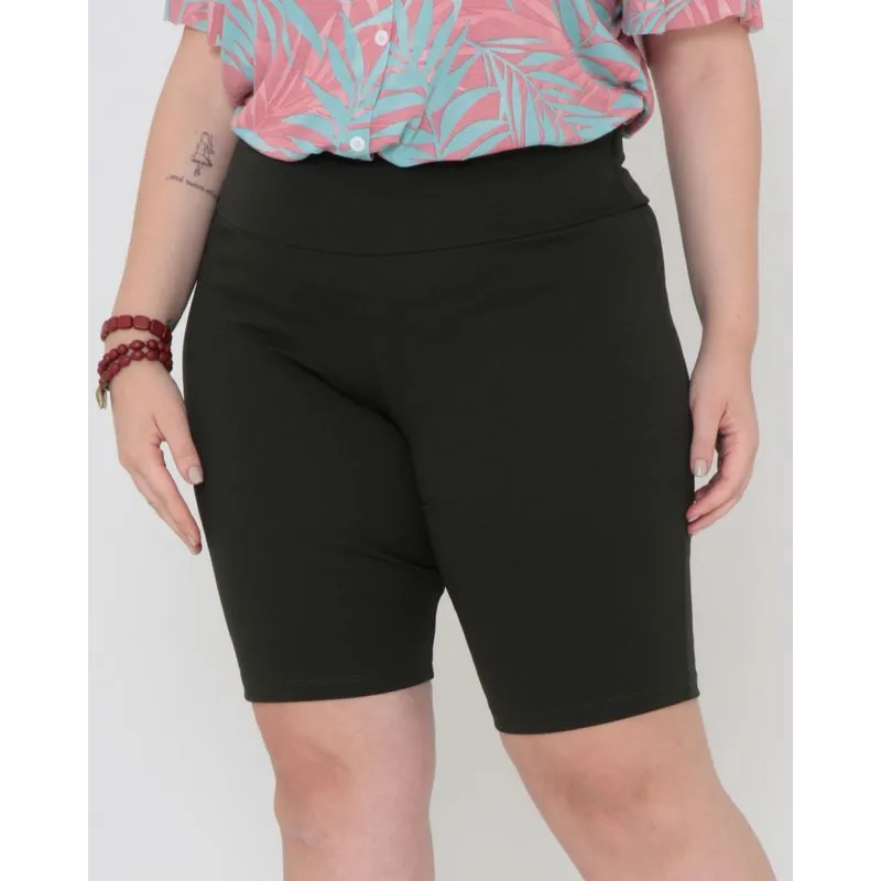Bermuda Feminina Plus Size Malha Lisa Verde G1