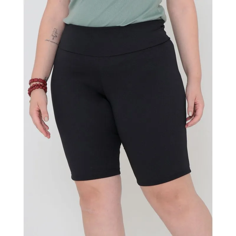 Bermuda Feminina Plus Size Malha Lisa Preta G3