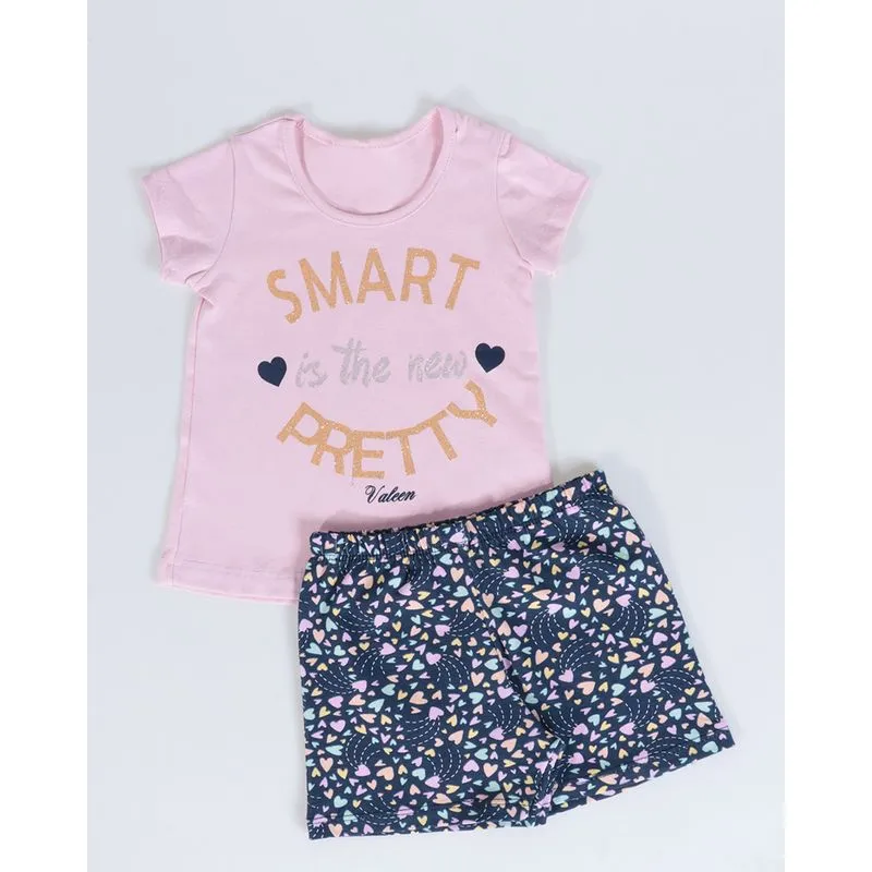 Conjunto Bebê Paetês Corações Rosa Claro 1