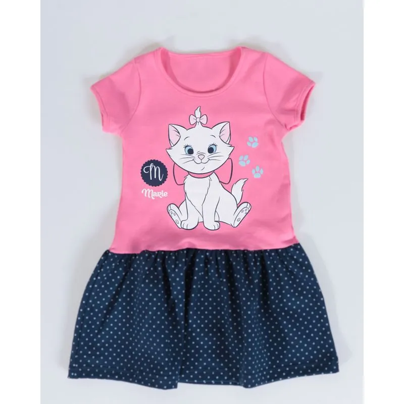 Vestido Bebê Estampa Gata Marie Disney Rosa Claro 1