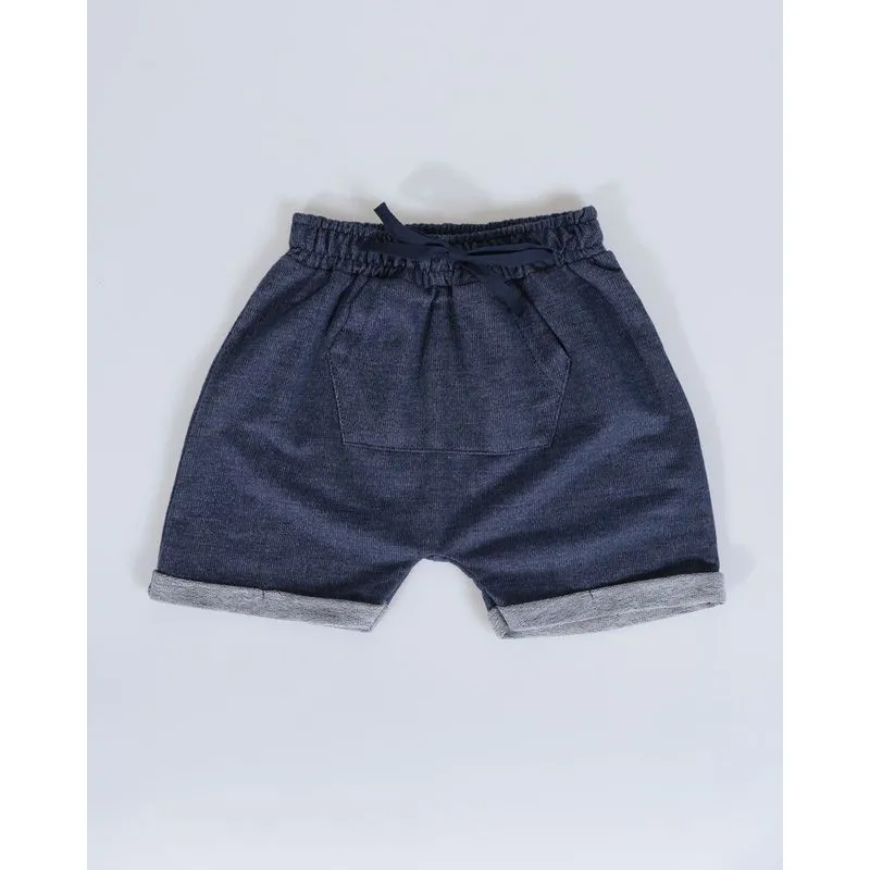 Bermuda Jeans Moletinho Saruel Bebê Azul Escuro G