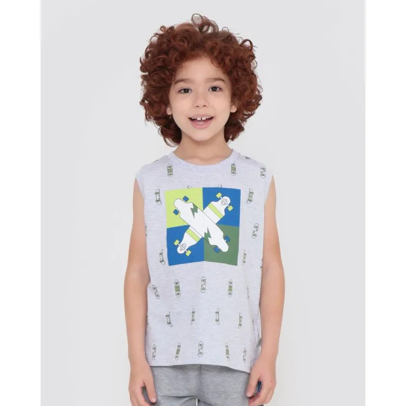 Regata Infantil Estampa Skate Cinza 6