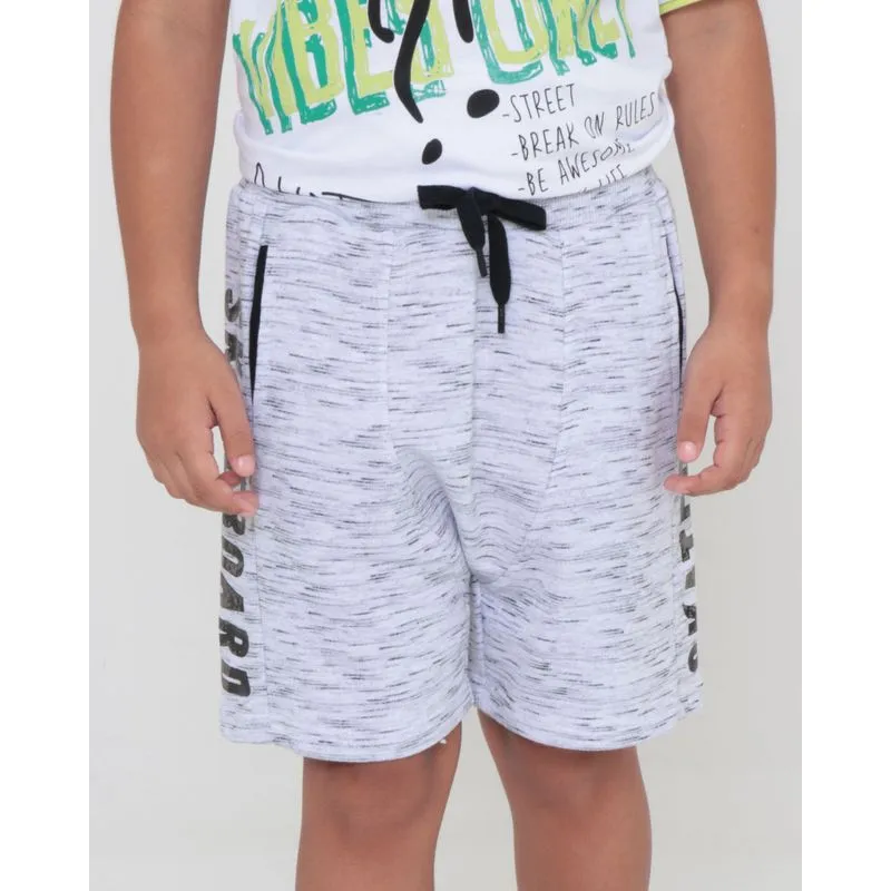 Bermuda Infantil Moletinho Flamê Estampa Metalizada Cinza 8