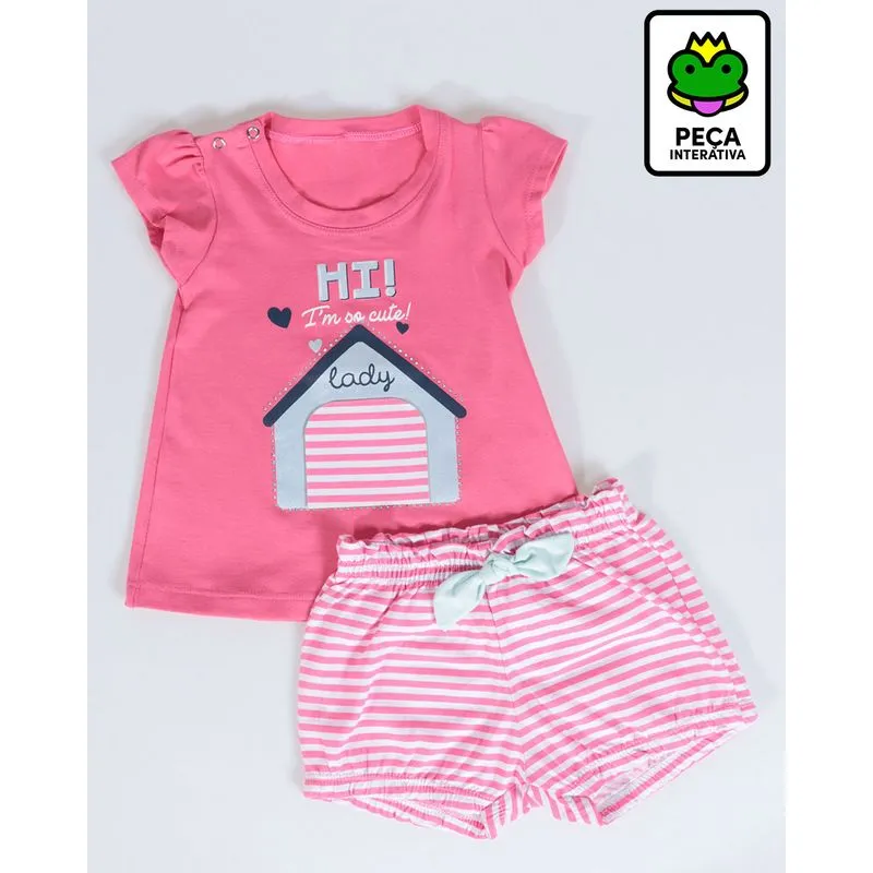 Conjunto Bebê Estampa Interativa Lady Rosa Claro P