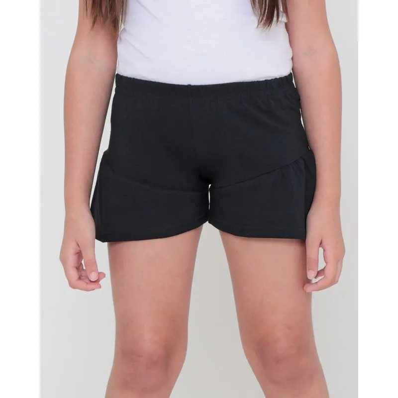 Short Infantil Barra Com Babados Malha Preto 8