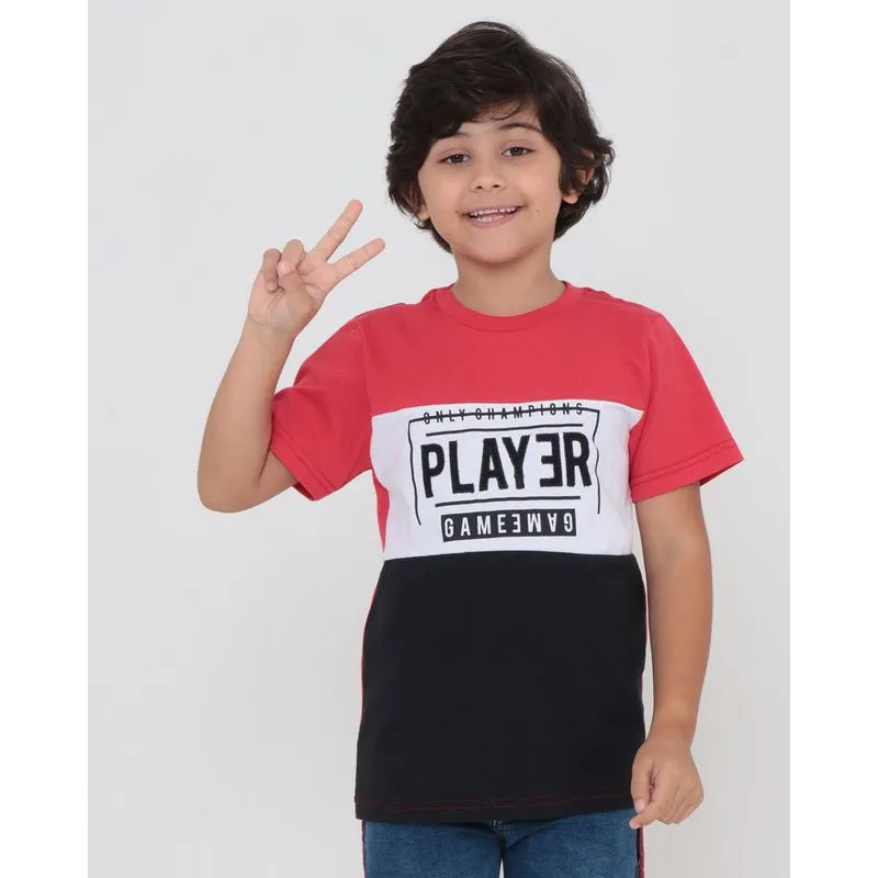 Camiseta Infantil Com Recorte Bordado Game Vermelha 10