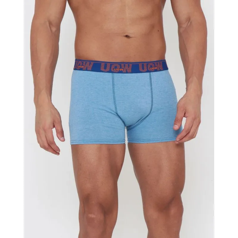Cueca Boxer Elástico Bordado Lisa Azul Claro M