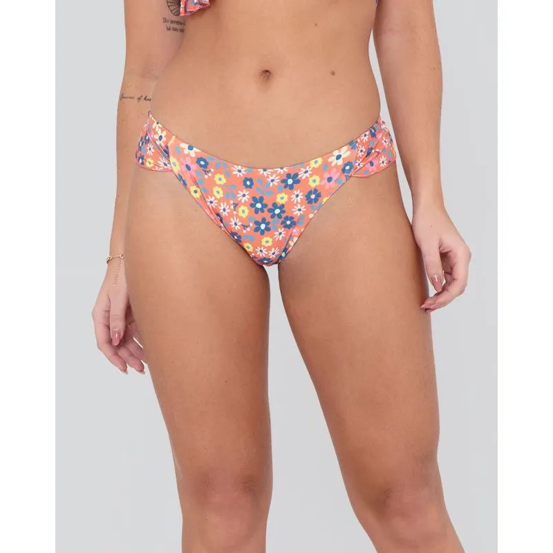 Biquíni Avulso Calcinha Babado Estampa Floral Laranja P