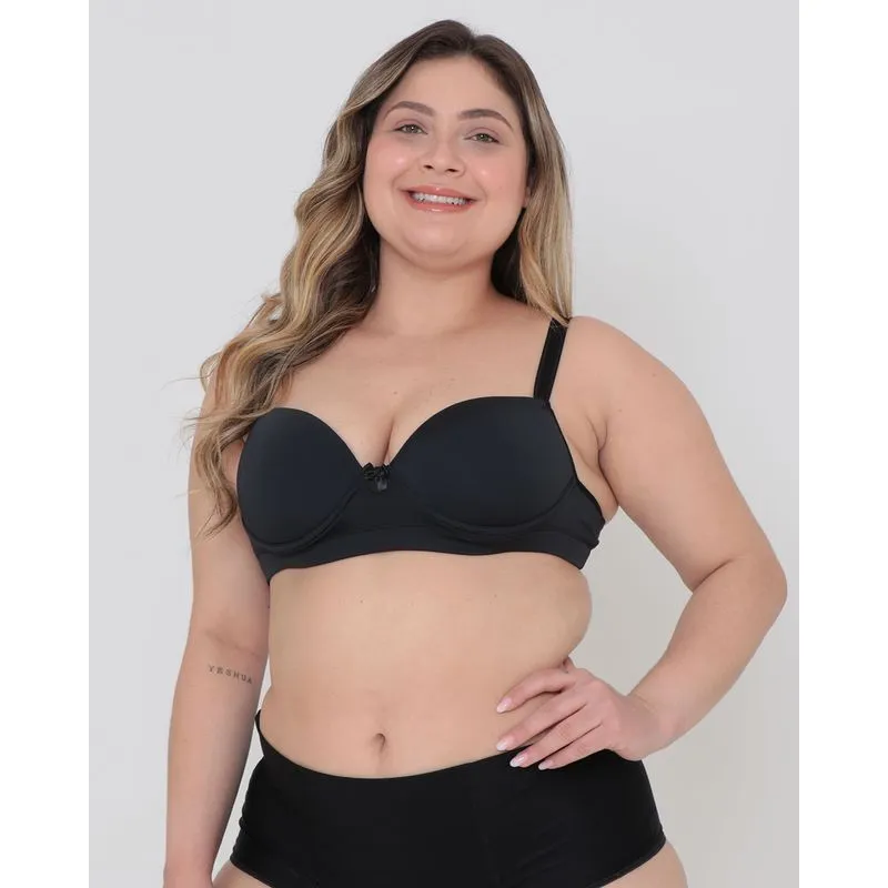 Sutiã Base Com Bojo Plus Size Liso Preto 52