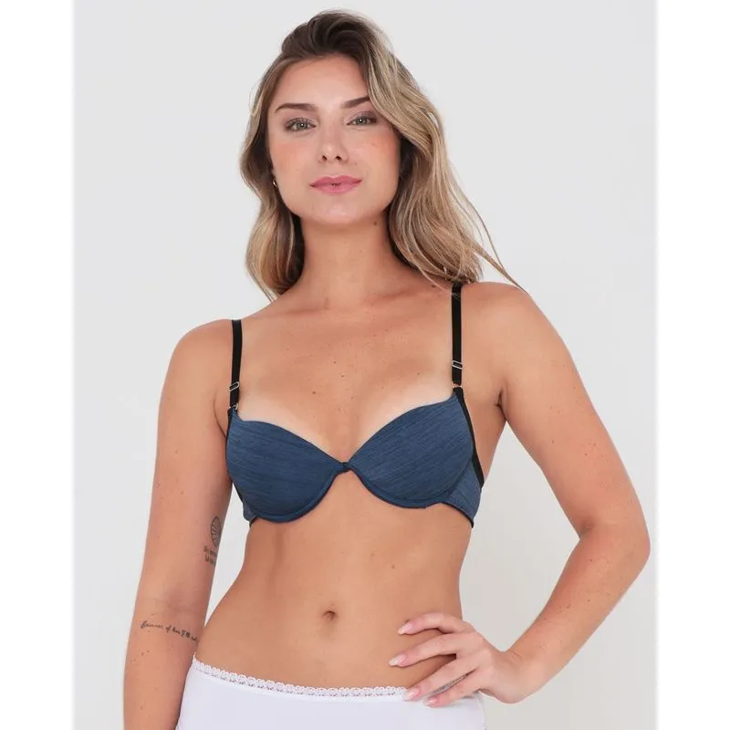 Sutiã Push Up Avulso Estampado Azul Marinho 42