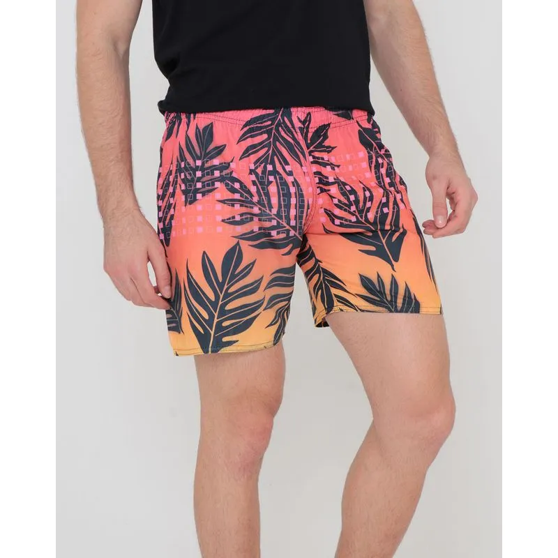 Bermuda Masculina Surf Estampa Floral Multicor Laranja GG