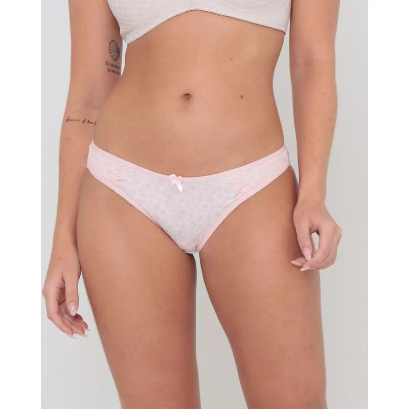 Calcinha Avulsa Tanga Estampa Floral Rosa Claro P