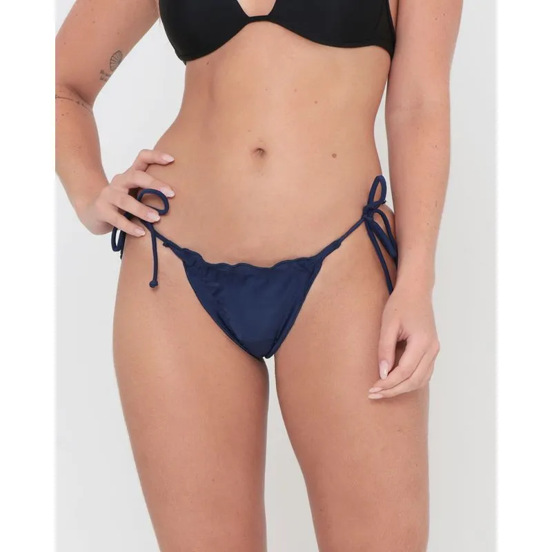 Biquíni Avulso Amarração Franzido Liso Azul Marinho GG