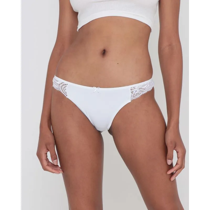 Calcinha Fio Dental Com Renda Branca G