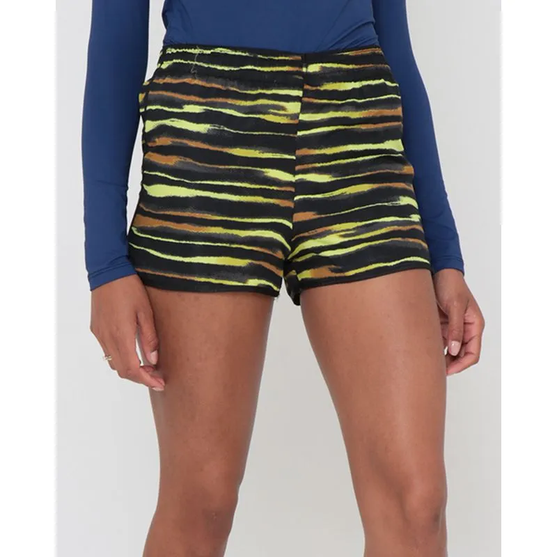 Short Praia Elástico Estampado Listrado Preto GG
