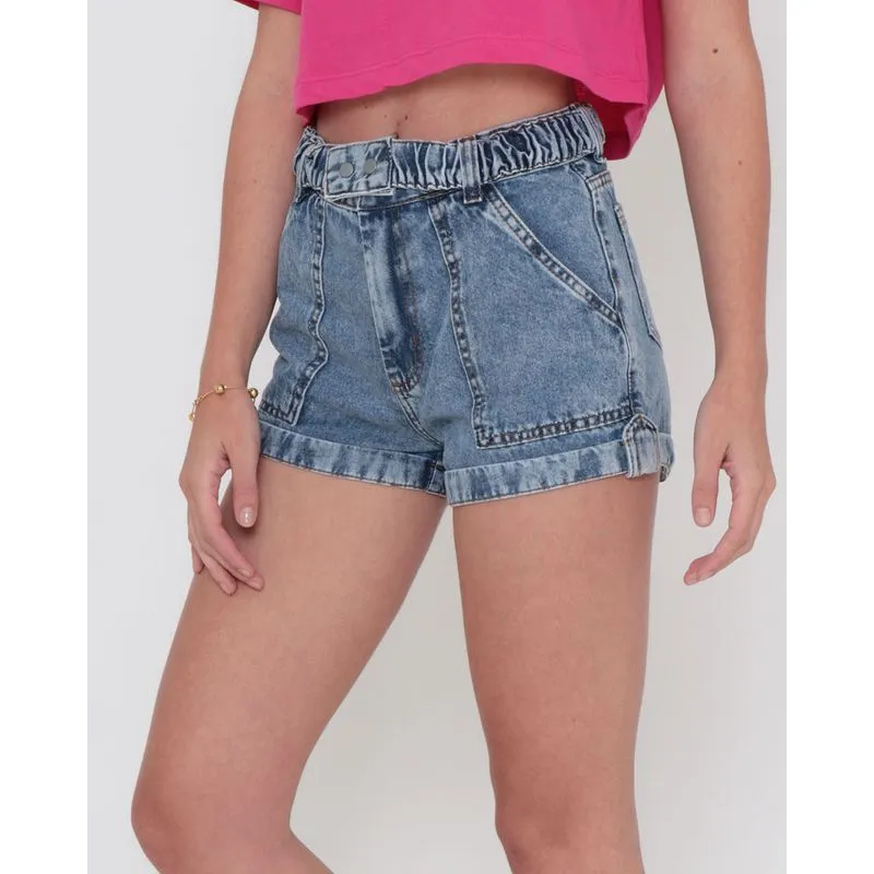 Short Jeans Curto Com Cinto Azul Claro 38