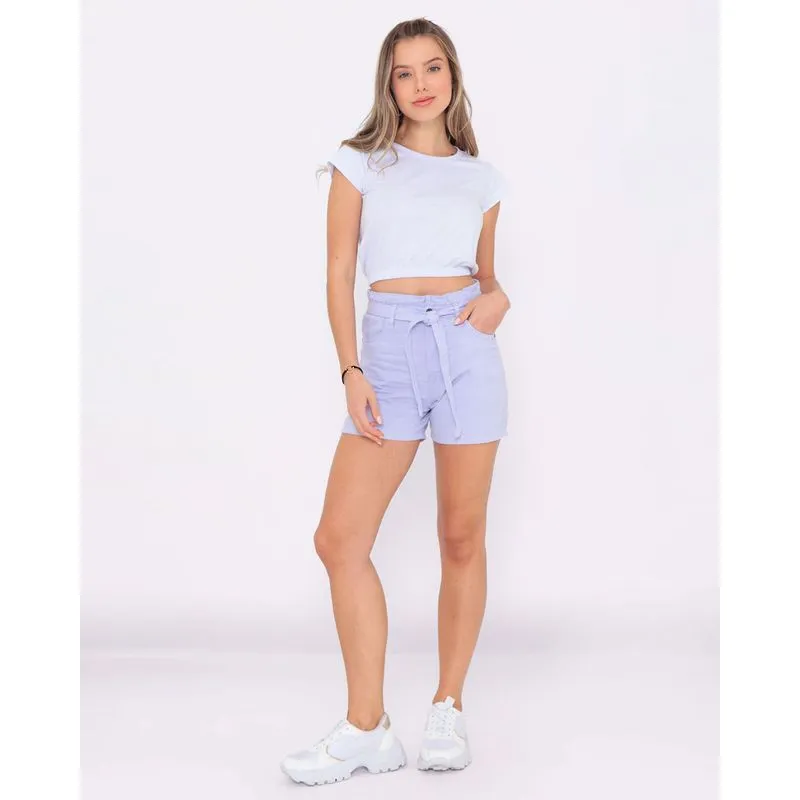Short Sarja Feminino Clochard com Bolsos Lilás 40