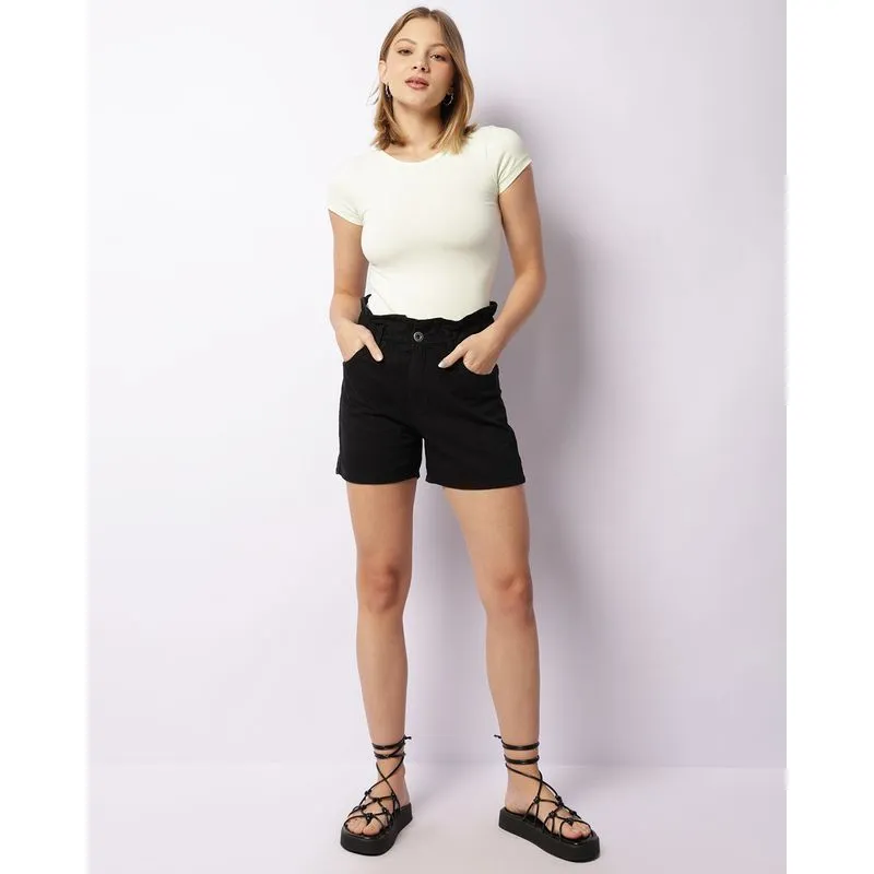 Short Sarja Feminino Clochard com Bolsos Preto 44