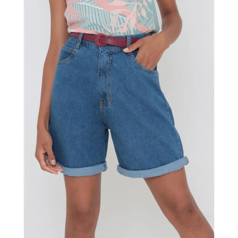 Bermuda Jeans Feminina Azul Claro 46