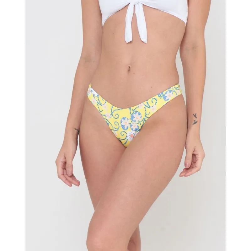 Biquíni Calcinha Asa Delta Estampado Floral Amarelo Claro M