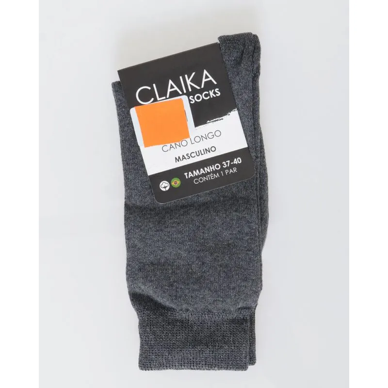 Meia Masculina Cano Longo Cinza 37 A 43