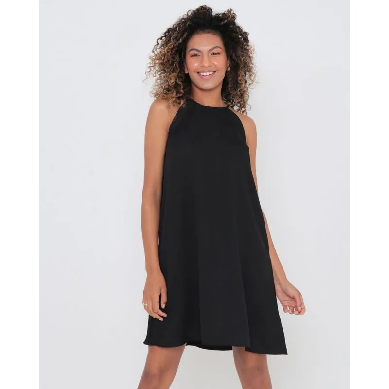 Vestido Crepe Cava Americana Preto M